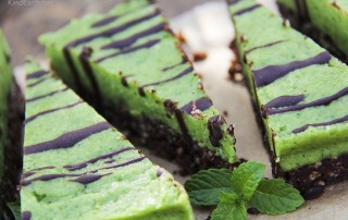 Raw Chocolate Mint Pie with Chocolate Brownie Base - gluten-free vegan by Anastasia at Kind Earth