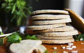 Scottish Oatcake Recipe with oats, sunflower seeds, dried herbs and parsley - oil-free, vegan, plant-based and gluten-free. By Anastasia, Kind Earth