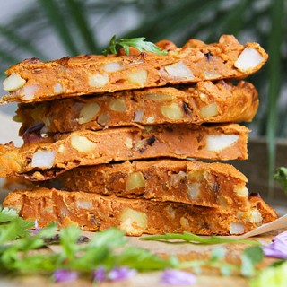 Parsnip and potato farinata slice with chickpea flour. Gluten-free, vegan by Anastasia, Kind Earth