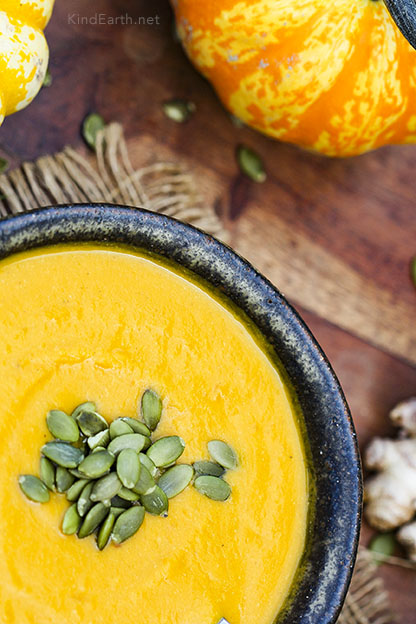 Autumn Squash Soup with Ginger & Coconut. Easy, super healthy, gluten-free, vegan by Anastasia, Kind Earth