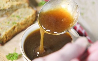 Easiest onion and tamari gravy - gluten-free vegan by Anastasia, Kind Earth