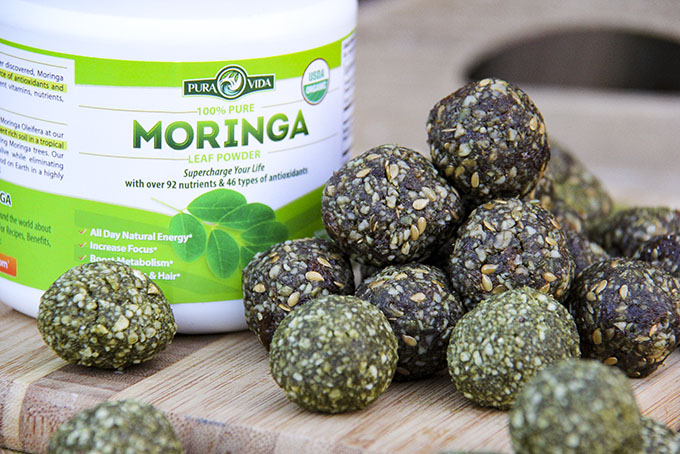 Moringa Energy Balls - 3 Ways. Seeds, ginger, raisins, dates, cashew, walnut, hemp seed. Gluten-free, vegan by Anastasia Kind Earth