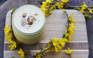 Pineapple Bliss Smoothie with almond butter - vegan, healthy. By Anastasia, Kind Earth