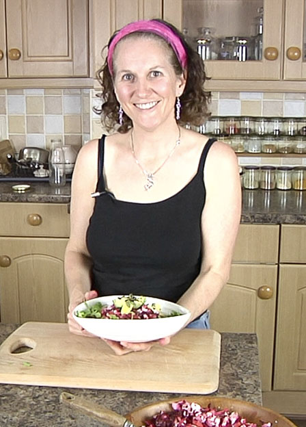 Anastasia making plant-based meal