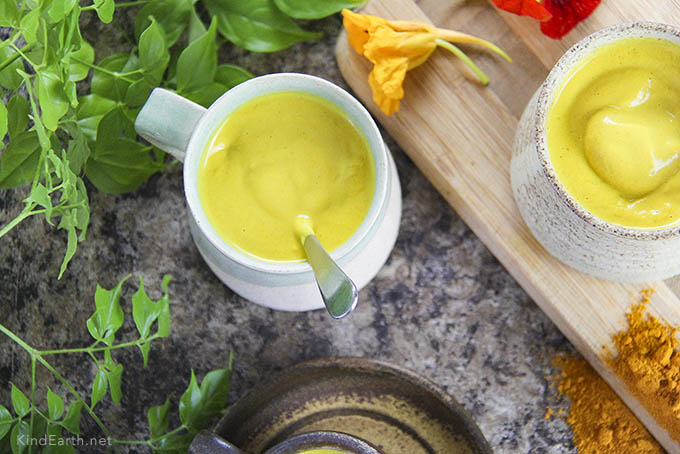 Creamy Golden Vegan Latte - turmeric & ginger hug in a mug recipe