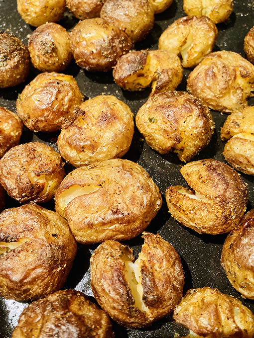 Baby roast potatoes with the skins still on - gluten-free, vegan
