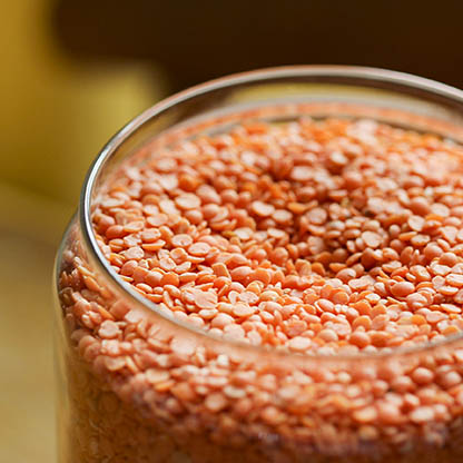 Red lentils for making a dahl stew