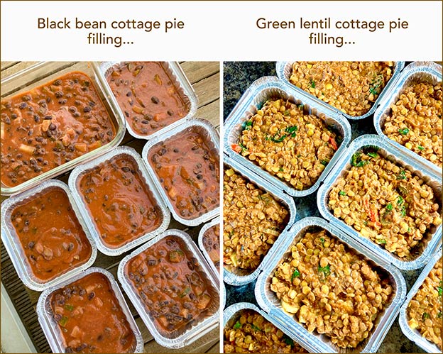 Vegan cottage pie fillings for batch making on a budget
