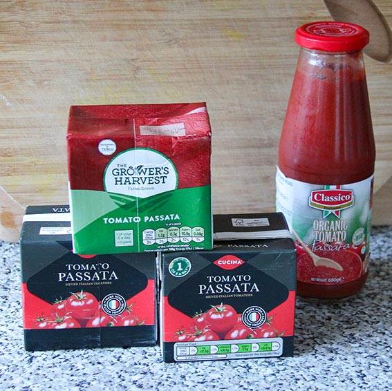 Passata comes in a bottle or carton