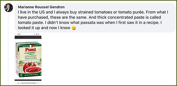 Quote about strained tomatoes from FB