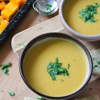 Butternut squash and red lentil soup recipe - vegan