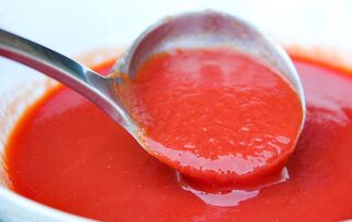 Tomato passata in a bowl UK