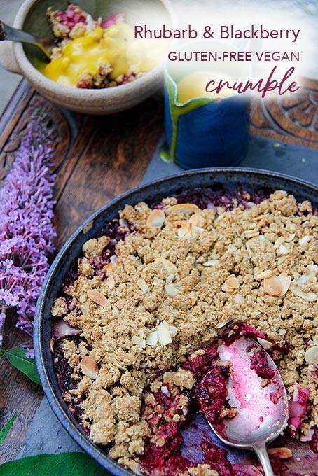 Rhubarb and blackberry crumble vegan gluten-free
