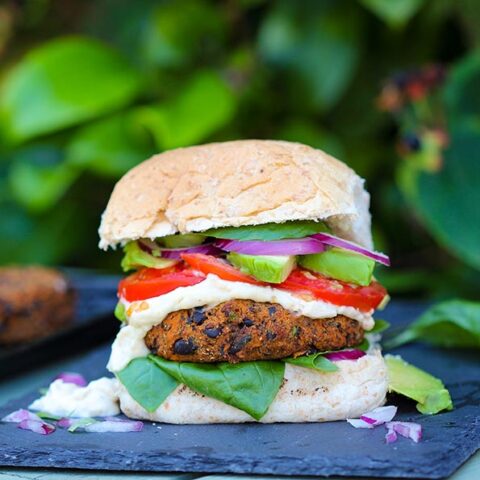 black bean and sweet potato burger - vegan and gluten-free