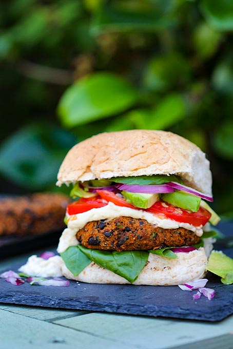 Sweet potato black bean burger - vegan, gluten-free