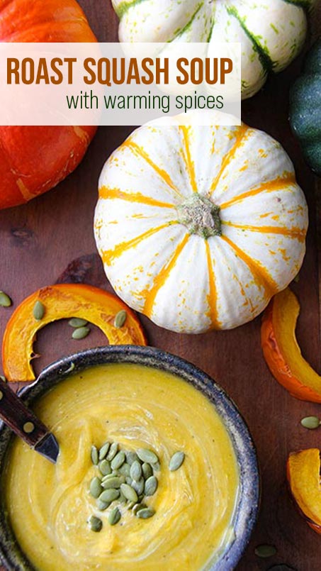Roast squash soup with warming spices pin