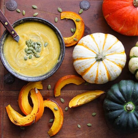 roast squash lentil soup with garam masala