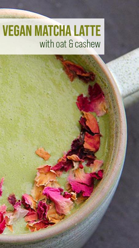 vegan matcha latte with oat cashew
