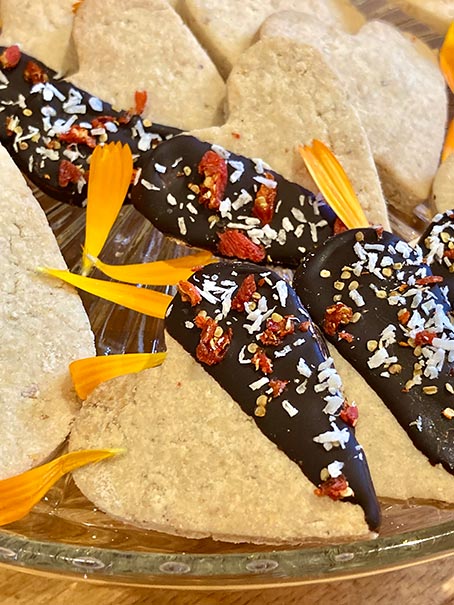 gluten free shortbreads dipped in chocolate