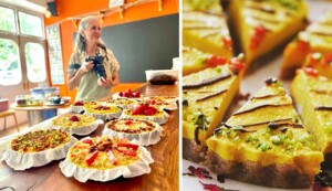 Making raw mango pie with Anastasia