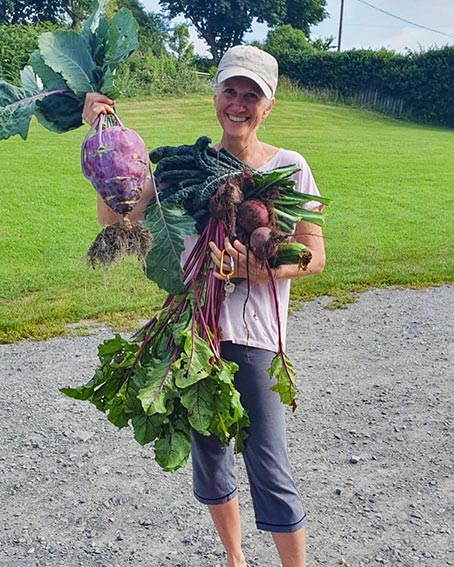 Anastasia with beetroot and beet greens