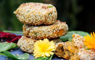 vegan pumpkin seed sweet potato patties