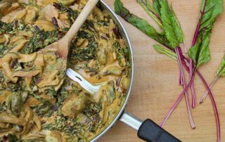 beetroot greens with cashew sauce