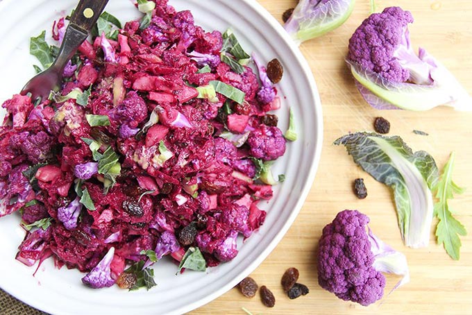 Beet ginger cauliflower salad slaw