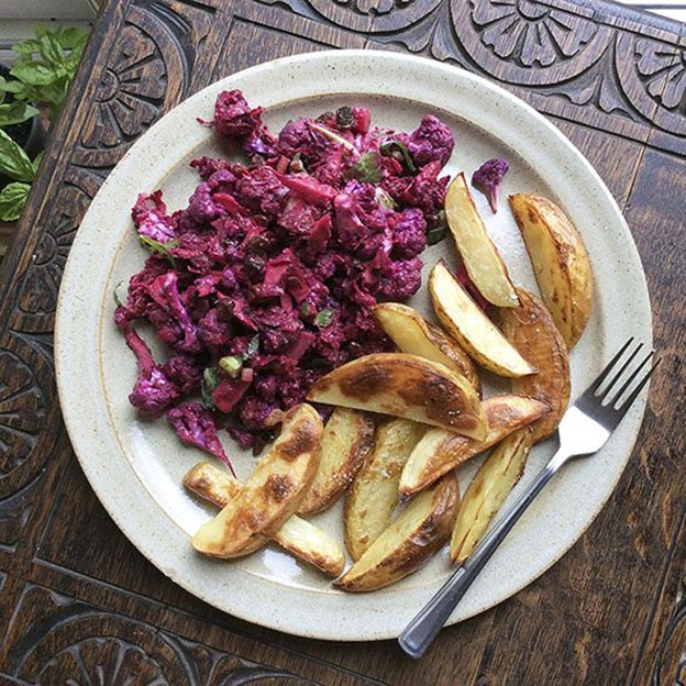 Ginger raw slaw beet cauliflower salad