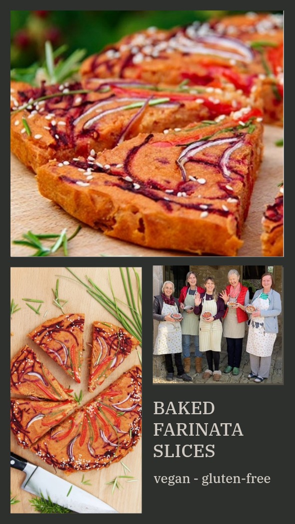 Baked farinata slices, oil-free, gluten-free, vegan