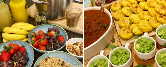 Helathy vegan breakfasts that I served on retreats as a plant-based chef