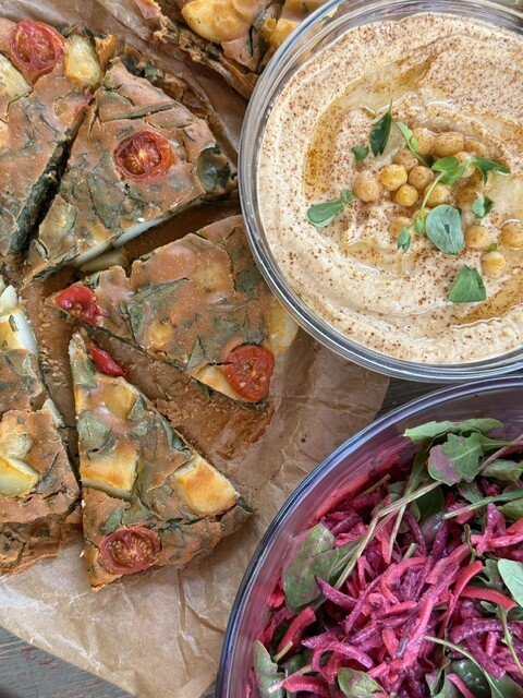 Chickpea flour slice with salad by Anastasia Eden