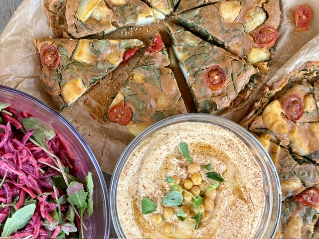 Gluten-free vegan potato frittata by Anastasia, retreat chef