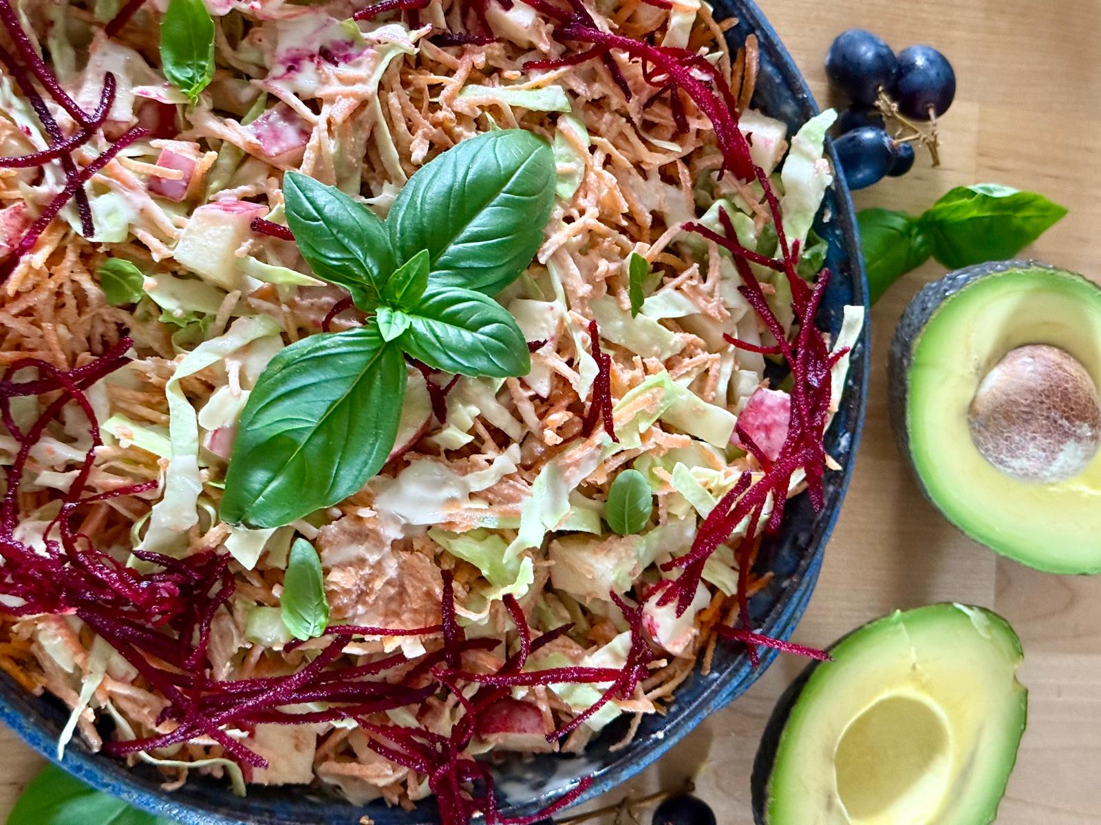 Vegan slaw with tahini sauce