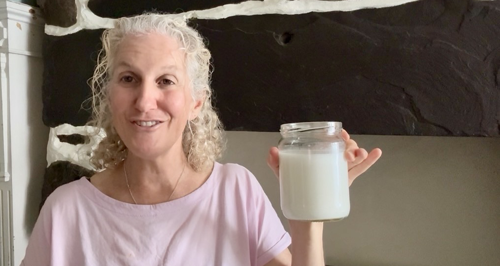 Anastasia making coconut milk from creamed coconut