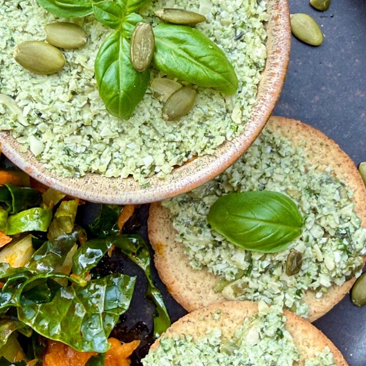 Pumpkin seed and basil pate - pesto by anastasia eden