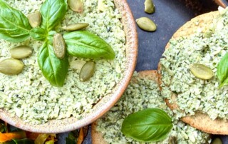 raw pumpkin seed basil pesto pate - oil-free and vegan